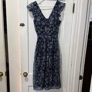 Kensie Navy Blue Floral Midi Dress